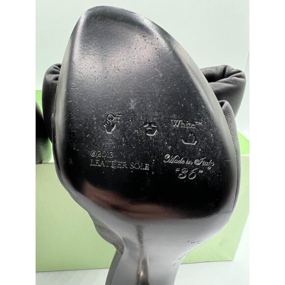 Off-White Allen Black Leather Bow Mule Sandals Stiletto Heel - Picture 3 of 14